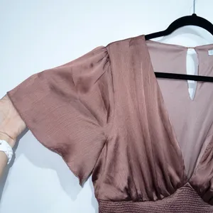 Baltic Born Rosy Pink Brown Prague Satin Maxi Dress Size XXXL NWT thumbnail 3