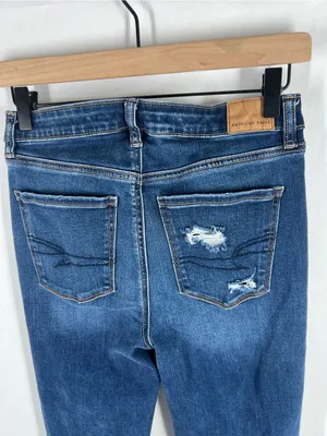 American Eagle Outfitters High-Rise‎ Flare Jeans - Medium Blue thumbnail 9