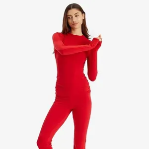 Skims Cotton Jersey Long Sleeve T-Shirt & Foldover Pants Outfit Set Red Size XS thumbnail 13