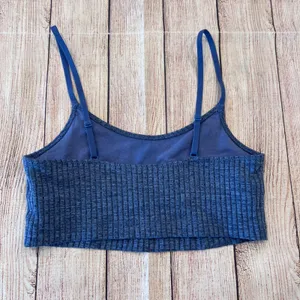 Aerie Womens Blue Ribbed Marled Crop Top Adjustable Straps Size S/P thumbnail 3