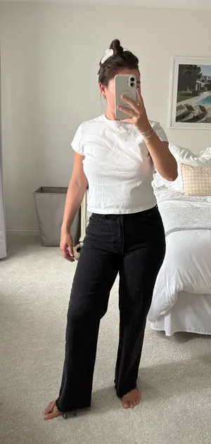 Abercrombie high rise 90 relaxed black jeans thumbnail 1