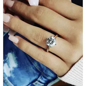 Boutique NEW 2 Ct Solitaire Simulated Diamond 14k Gold Plated S925‎ Engagement Ring thumbnail 1