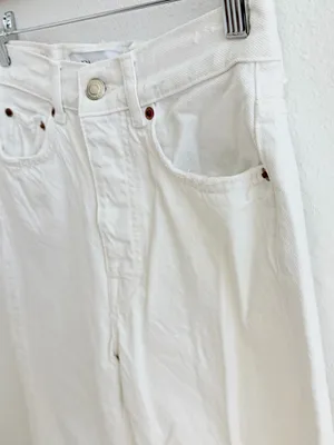 Zara The Bliss Straight Jeans Size 2 Color White Distressed Y2k thumbnail 8