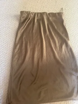 Heartloom Olive-Tone Satin Midi Slip Skirt thumbnail 3