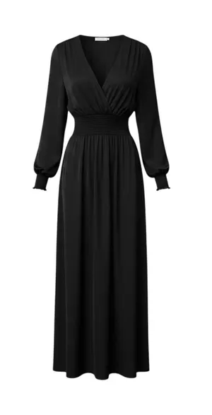 RESA Black Long Sleeve Smocked Waist Maxi Dress Size S thumbnail 1