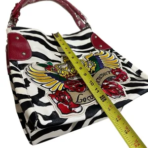 NEW Unbranded Faux Leather Zebra Print and Red‎ Big Patch Medium Hand Bag thumbnail 9