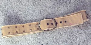 Vintage Y2k sparkling frayed fabric belt in tan thumbnail 1