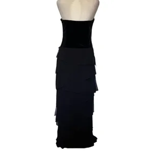 Xscape Joanna Chen Velvet Chiffon Strapless Dress 12 Prom Glam Goth Drop Waist thumbnail 6
