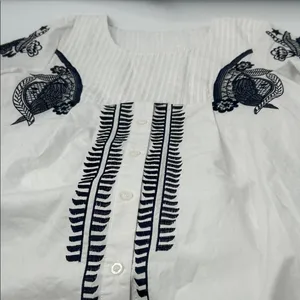 Embroidered White and Black Mini Dress thumbnail 2