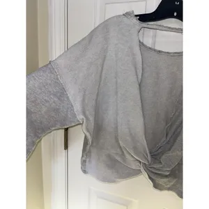 Aerie Gray Twist Open Back Oversized Top Boho Distressed S Lounge thumbnail 3