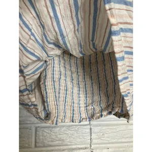 American Eagle Cami Crop Top Womens S Blue Tan‎ Excellent Striped Smocked Back thumbnail 3