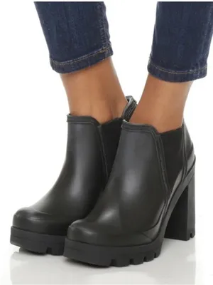 Hunter women dark gray rubber plychelsea waterwheel boots US 7 thumbnail 1