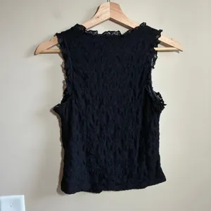 Pink Rose Lace V-Neck Cami Tank Top Medium Black Women Ruffle Trim Bow thumbnail 7