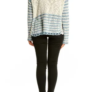 Free People Blue and Cream Striped Sweater thumbnail 3