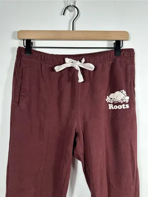 Roots‎ Original Sweatpants Burgundy Fleece Jogger Drawstring Size Small thumbnail 4