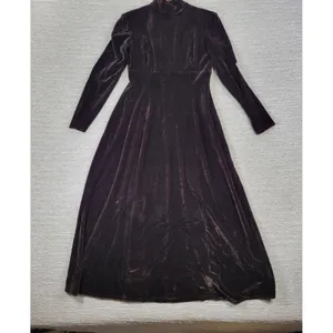 Vintage KC Spencer Velvet Maxi Dress Sz 6 Brown Turtleneck Whimsigoth Cocktail thumbnail 2