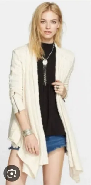 Free People In the Loop Waterfall Cardigan Size M (24” PTP) Ivory thumbnail 1