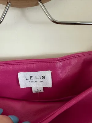 Le Lis Hot Pink Faux Leather Mini Skirt Size Large Women's NWT thumbnail 2