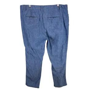 Gap 100% Cotton Blue Chambray Lightweight High Rise Cropped Pants Size‎ 14 thumbnail 2