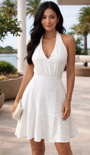 Altar’d State White Halter Mini Dress S Backless Summer Bridal Boho thumbnail 1