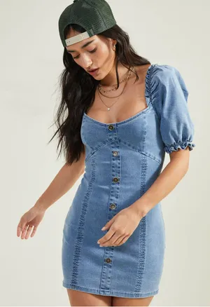 Altard state Ellie denim mini dress thumbnail 1
