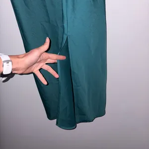 A New Day Emerald Green Slip Midi Satin Slip Dress with Front Slit thumbnail 8
