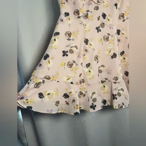 ASOS Light Pink and Yellow Floral Sleeveless Ruffle Mini Dress Size 6 thumbnail 4