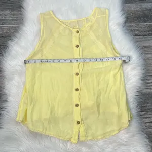 Free People Butter Yellow Sleeveless Button Down Blouse thumbnail 4