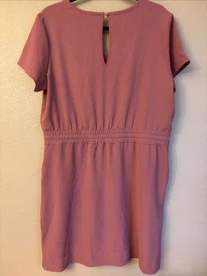 32 Degrees Cool Large Elastic Waist Shirt Dress Mauve Pink Scoop Neck Pockets thumbnail 5
