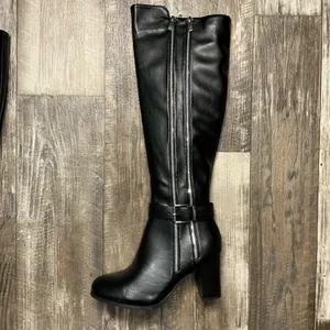 New York & Company Black Over-the-Knee Block Heel Boots with Dual Zippers Size 8 thumbnail 12