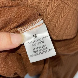 Pink Lilly Womens Knit‎ Herringbone Textured Button Front Blouse Chestnut Medium Brown thumbnail 5