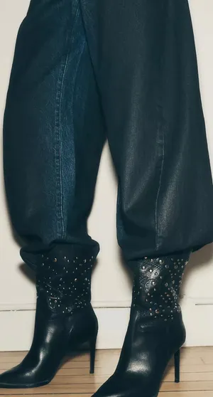 NWT $158 Anthropologie x Pilcro Dark Blue High-Rise Balloon Jeans 23 TALL thumbnail 1