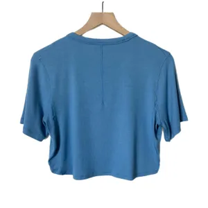 Lululemon Hold Tight Straight Hem Cropped T-Shirt Blue Nile Ribbed Size 14 thumbnail 3