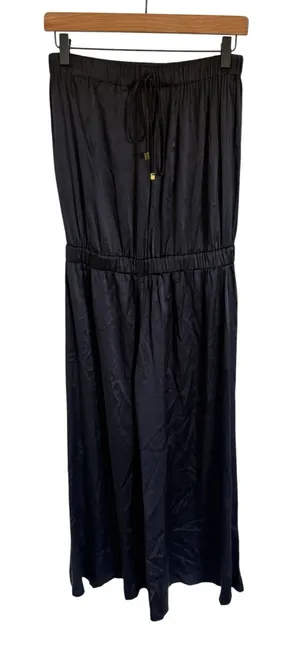 ALEXIS Strapless Silk Black Wide Leg Jumpsuit thumbnail 1
