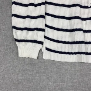 Old Navy Sweater Womens XL White‎ Striped Lace-Up Pullover Open-Knit Relaxed thumbnail 2