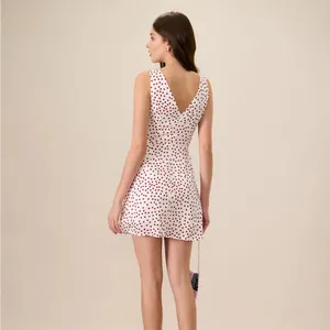 RIHOAS Women's White Boat Neck Polka Dot Mini Dress thumbnail 2