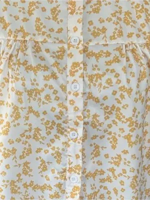 Yellow floral polyester blouse with ruffle sleeves, size L White Size L thumbnail 4