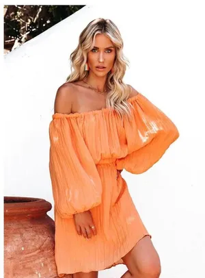 VICI |Orange Kaiga Backless Plisse Dress | Small thumbnail 4
