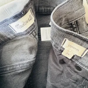 Madewell Stovepipe High Rise Straight Leg Jeans Faded Black Raw Hem 28‎ Grunge thumbnail 3