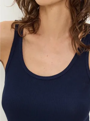 Michael Stars Women's Navy Ribbed “Beater” Tank Top OSFM thumbnail 2