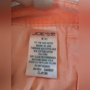 Joe’s Jeans The High Water Skinny Corduroy Pants - Neon Coral Orange - Size 31 thumbnail 6