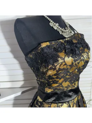 Vintage 90s dress black gold brocade floral whimsigoth cocktail wedding guest XL thumbnail 5