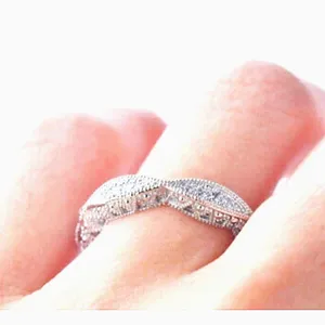 Women's‎ Gold-Plated-925 Eternity Simulated Diamond Engagement Band Ring … thumbnail 6