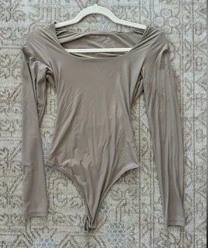 Abercrombie & Fitch Taupe Long Sleeve Bodysuit thumbnail 1