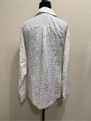 Free People FP Beach Indie White Textured Wrap Shirt Tie Waist Top Large thumbnail 6