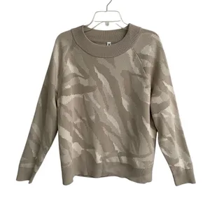 Athleta Multicolor Abstract Textured Crew Neck Pullover Sweater Women‎ L Cream thumbnail 1