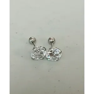 Silver Diamond Stud Post Earrings Jewelry 💎 thumbnail 2