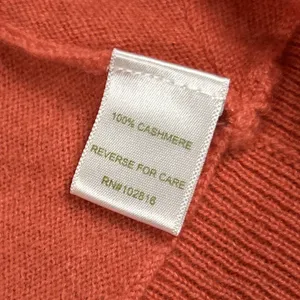 Garnet Hill Cardigan Sweater Womens Medium Coral Orange Drape Front Cashmere thumbnail 3