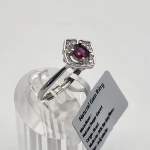 NWT Sterling Silver & Natural Purple Garnet Adjustable Ring thumbnail 2