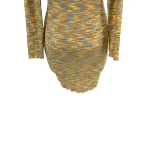 Lisa Says Gah Lotta Long Sleeve Ribbed Space Dye‎ Minidress In Honeydew Size XS thumbnail 11